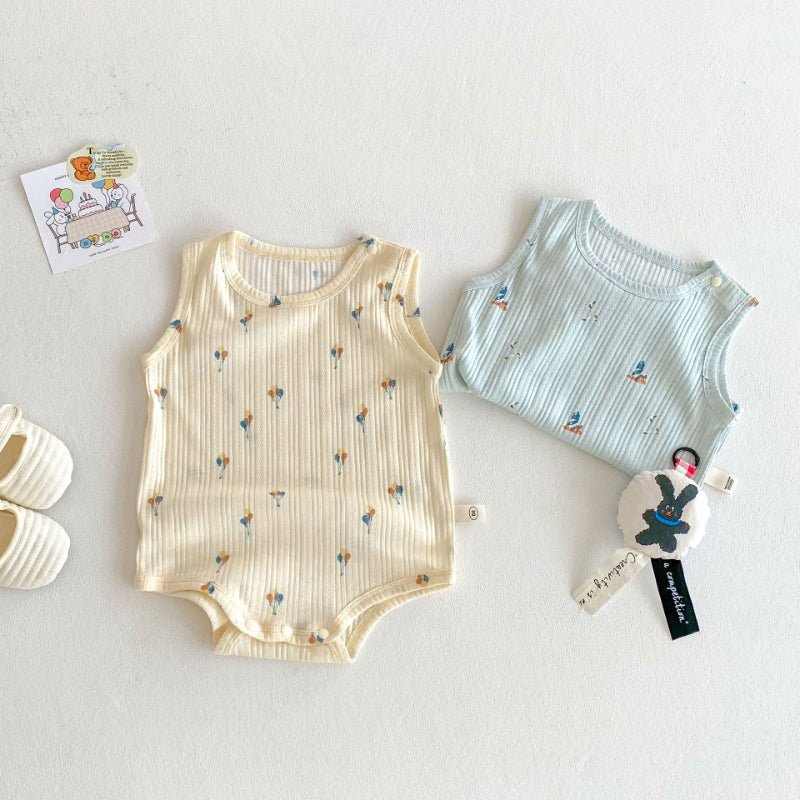 【BABY】夏新作 韓国風ノースリーブシンプルロンパースSK070113