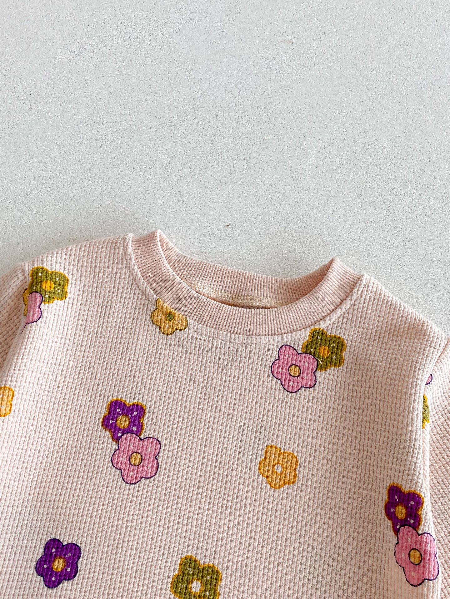 【BABY&KID】ワッフル花柄ピンクセットアップSK022404