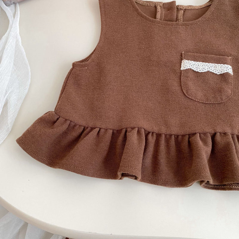 【BABY&KID】フリルヘムベスト＆パンツ、長袖TシャツSK092728