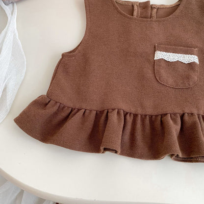【BABY&KID】フリルヘムベスト＆パンツ、長袖TシャツSK092728