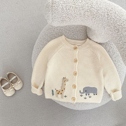 【BABY】キリン＆ゾウ刺繍ニットカーディガンSK102408