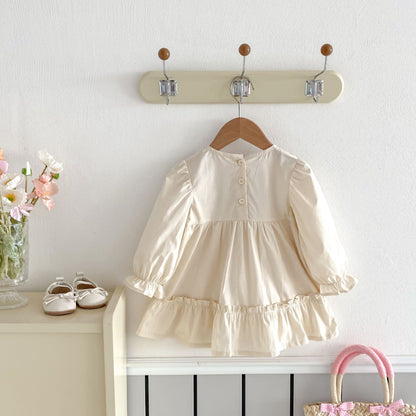 【BABY&KID】長袖花柄刺繍ワンピースSK011004