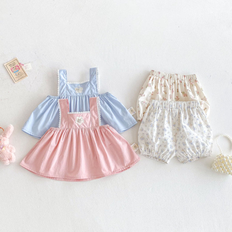 【BABY&KID】夏新作 無地キャミソール、花柄ショートパンツSK080614
