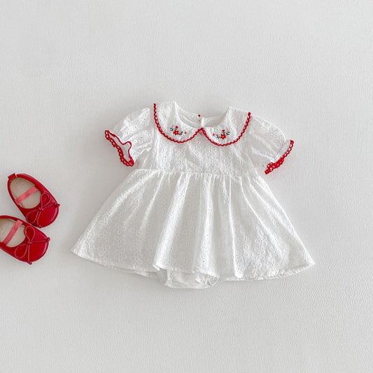 【BABY】夏新作刺繍丸襟ロンパースワンピースSK104615