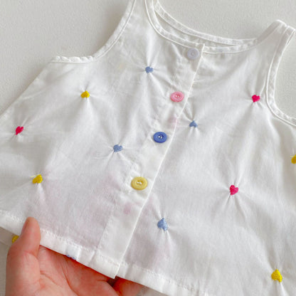 【BABY】夏新作 カラフルハート刺繍セットアップSK092214
