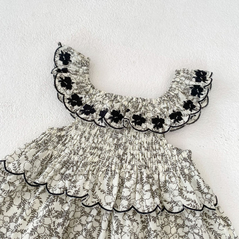 【BABY&KID】夏新作 フローラル刺繍ノースリーブワンピースSK090322