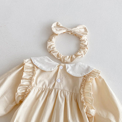 【姉妹服】小花イエローフラワーロンパース、ワンピースSK101115