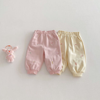 【BABY&KID】韓国風刺繍リラックスパンツSK103518