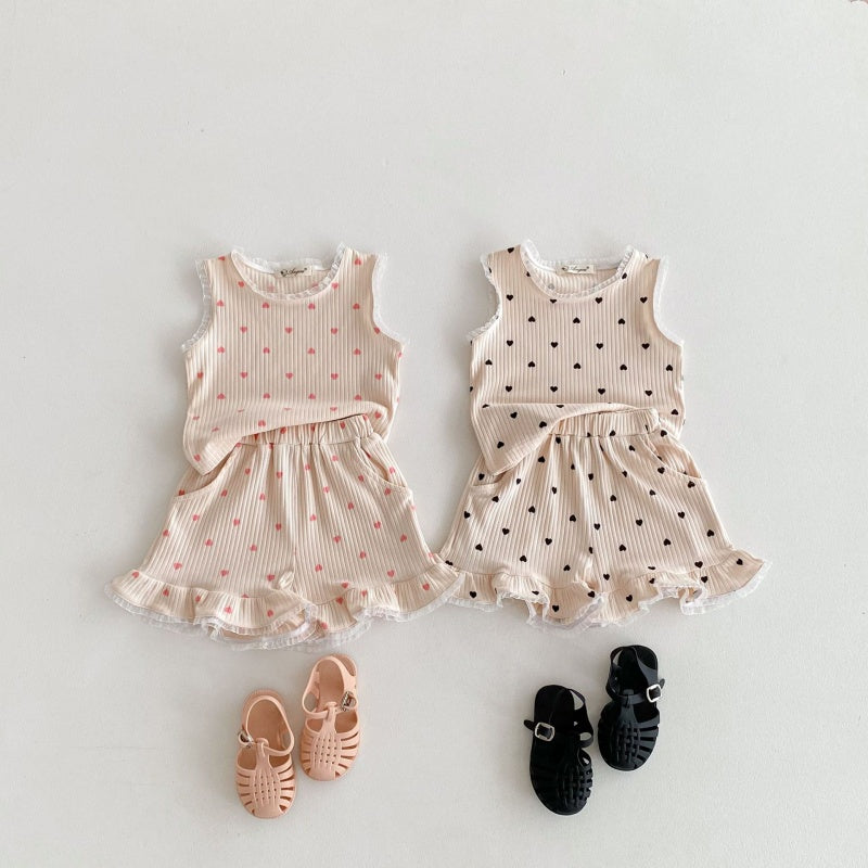 【BABY&KID】夏新作 レースハートセットアップSK080210