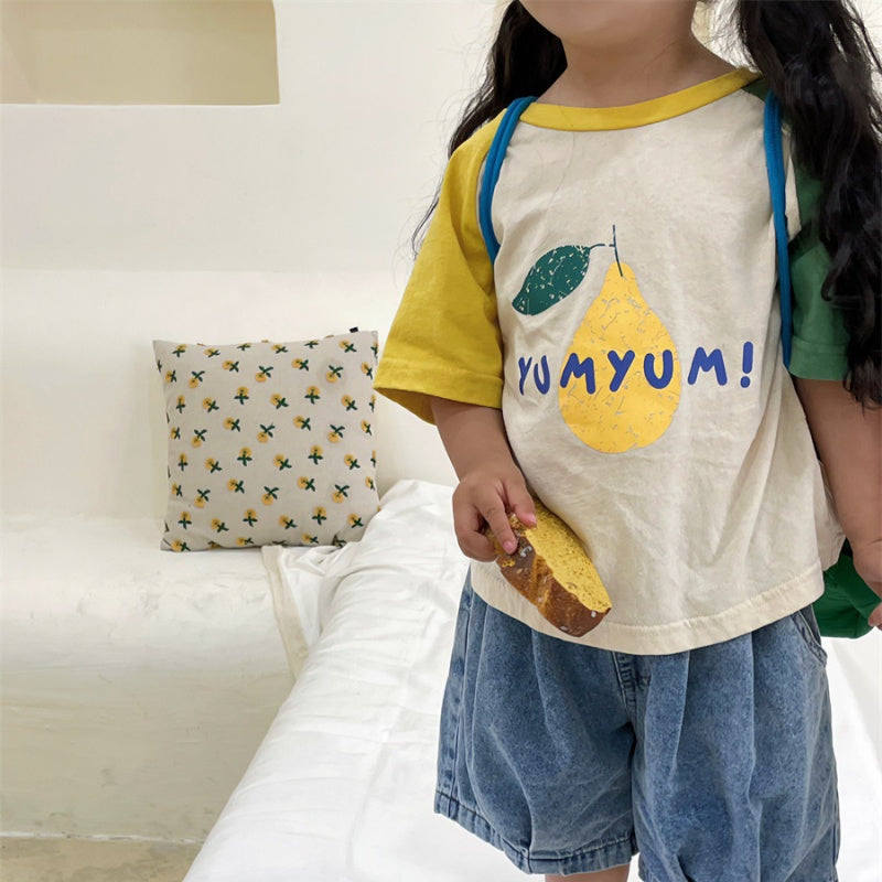 【BABY&KID】夏新作 フルーツプリント半袖TシャツSK080502
