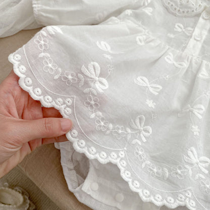 【BABY】翻襟蝶結び刺繍ロンパーススカートSK092815