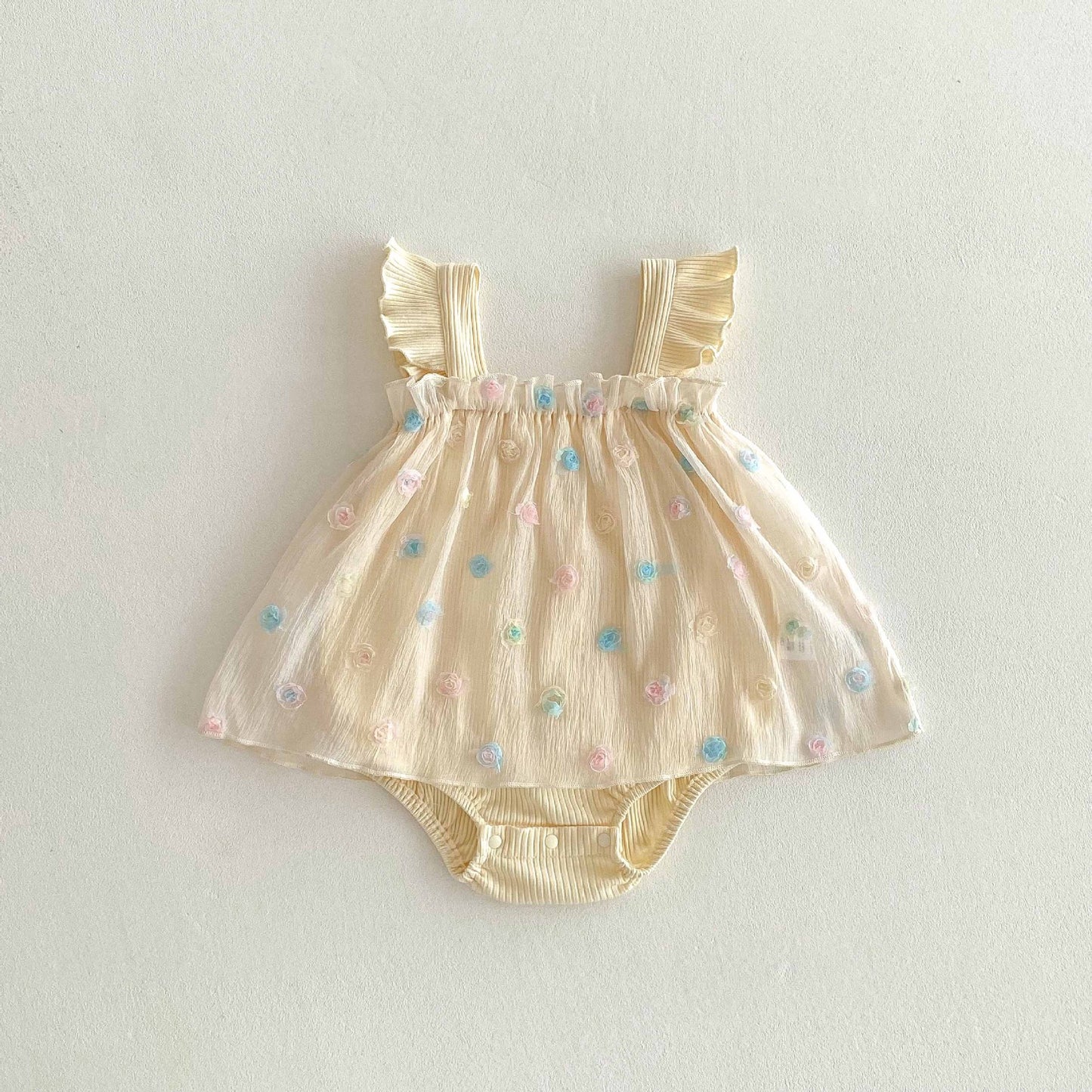 【BABY】夏新作 ワンピース風ローズロンパースSK062327