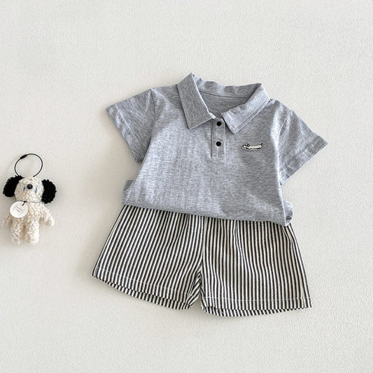 【BABY】夏新作カートゥーンワッペンTシャツ、ストライプショートパンツSK104808