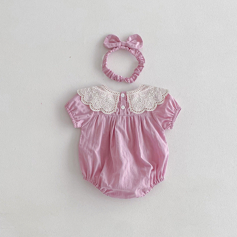 【姉妹服】夏新作 レース刺繍襟ロンパース、ワンピースSK081627