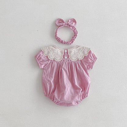 【姉妹服】夏新作 レース刺繍襟ロンパース、ワンピースSK081627