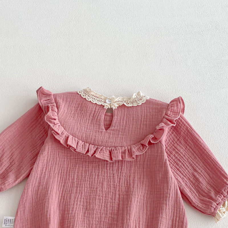 【BABY】シボ生地フリル襟ロンパースSK103621