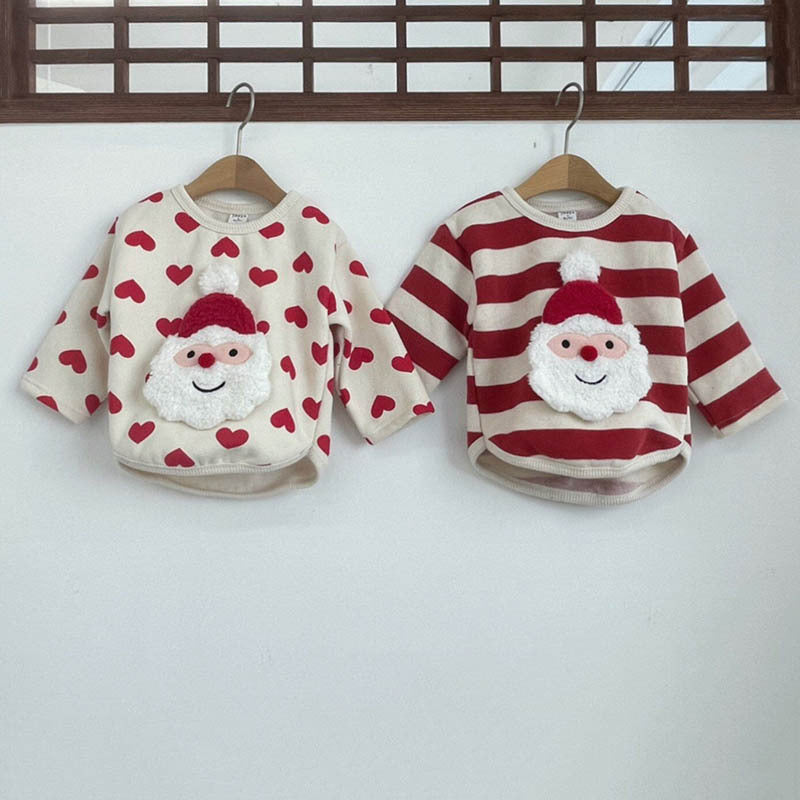 【BABY】サンタハート柄ボーダートレーナーSK102826
