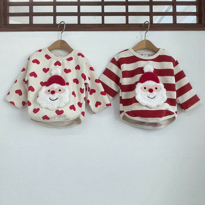 【BABY】サンタハート柄ボーダートレーナーSK102826