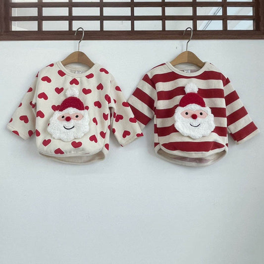 【BABY】サンタハート柄ボーダートレーナーSK102826