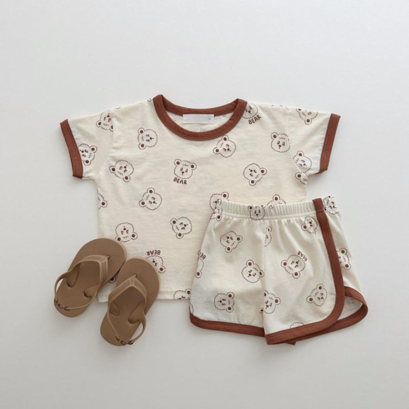【BABY&KID】夏新作 ベア総柄セットアップSK091212