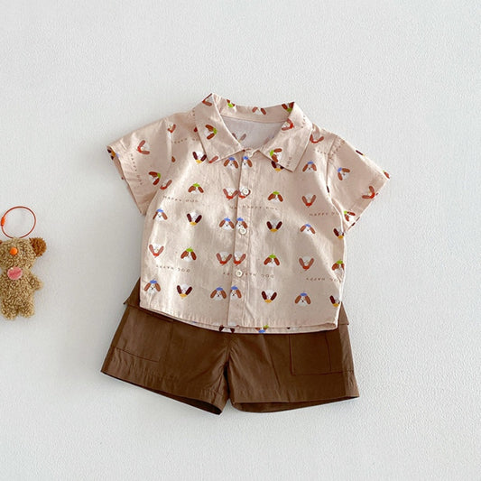 【BABY】夏新作わんちゃん総柄シャツ＆ショートパンツSK104519