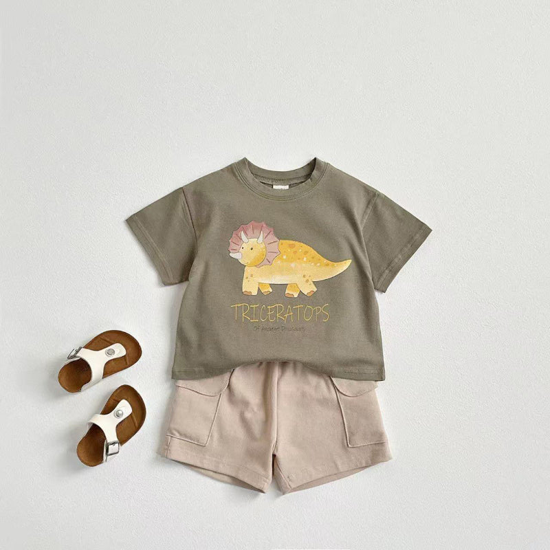 【BABY&KID】夏新作 恐竜プリントクルーネックTシャツSK090805