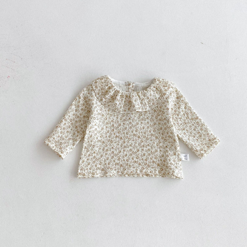【BABY】小花柄長袖ブラウス&無地サロペットSK100824