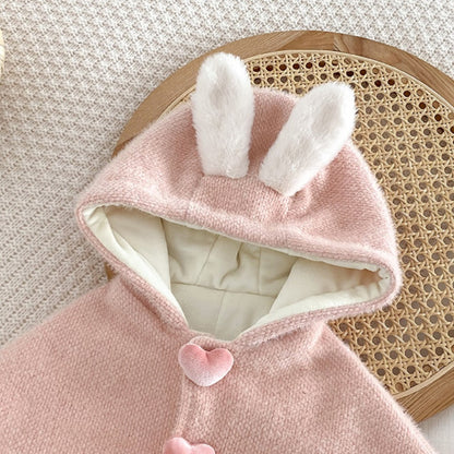 【BABY】うさ耳裏起毛あったかポンチョSK102934
