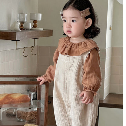 【BABY】やわらかギャザーサロペット、フリル襟ブラウスSK104305