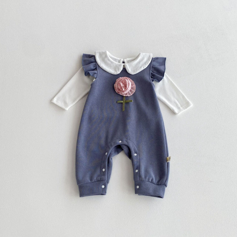 【BABY】立体フラワーフリル袖ロンパース、ドールカラーブラウスSK100832