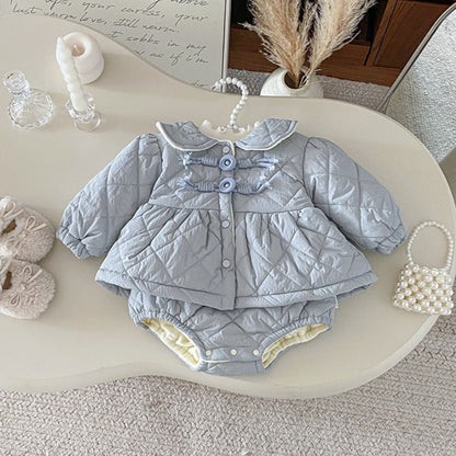 【BABY】冬新作 リボン裏起毛キャミロンパース、アウターSK102126