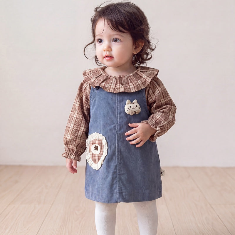 【BABY】チェックシャツ＆デニムジャンパースカートSK107806