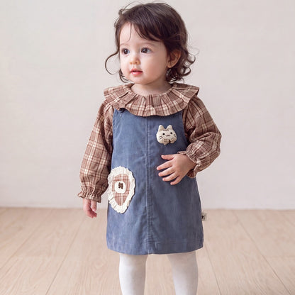 【BABY】チェックシャツ＆デニムジャンパースカートSK107806