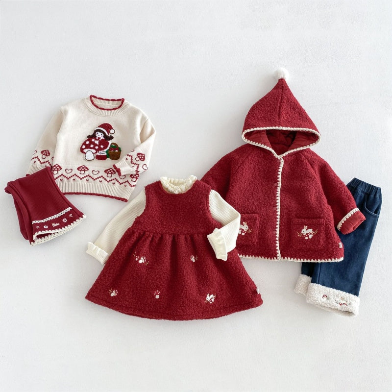 【BABY&KID】うさぎ刺繍中綿ジャケット、ワンピース、ニット、パンツ、トップスSK108118