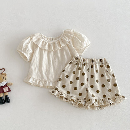 【BABY】夏新作コットンジャガードブラウス、ドットショートパンツSK104809