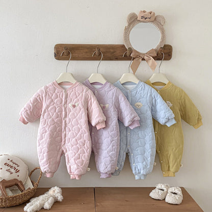 【BABY】冬新作マカロンカラー刺繍カバーオールSK102910