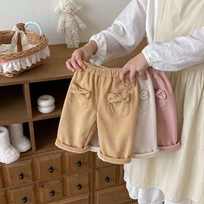 【BABY&KID】冬新作蝶結びコーデュロイあったかパンツSK102528
