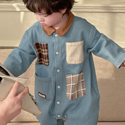 【BABY】カジュアル襟付き長袖カバーオールSK104301