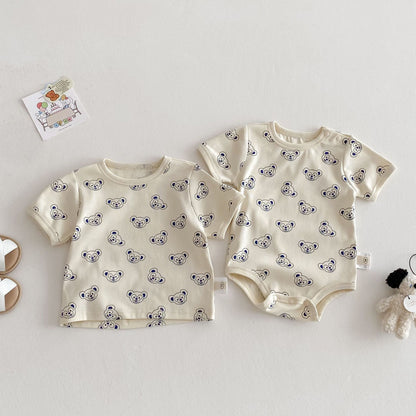 【BABY】夏新作  総柄カートゥーンロンパース、サロペット、ＴシャツSK061602