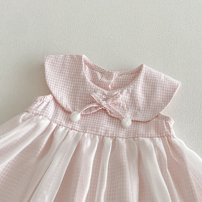 【BABY】夏新作スウィートチェックチュールワンピースSK104814