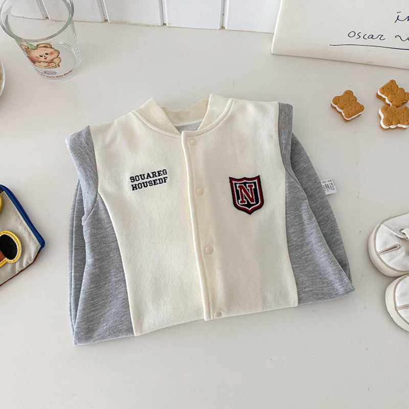 【BABY】韓国風スポーティ刺繍カバーオールSK100403
