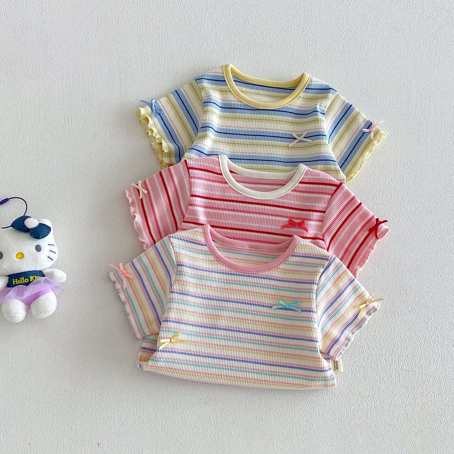 【BABY&KID】夏新作 配色ボーダーTシャツSK105101