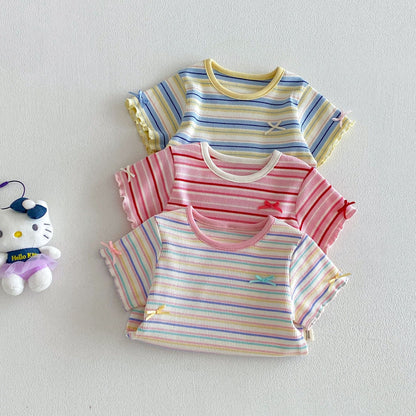 【BABY&KID】夏新作 配色ボーダーTシャツSK105101