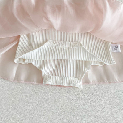 【BABY】リボンチュールロンパースワンピSK103615