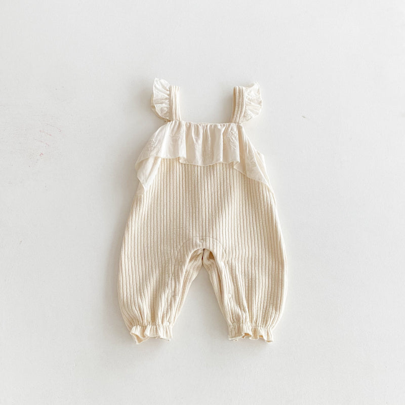 【BABY】コットンリブフリルサロペットロンパースSK100312