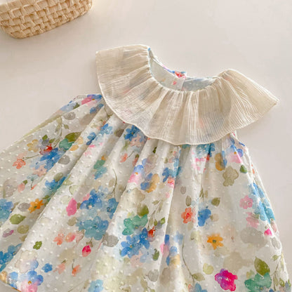 【BABY&KID】夏新作 カラフル小花柄フリルワンピースSK070502