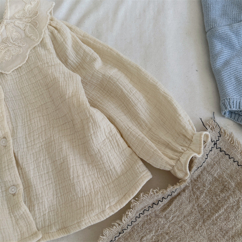 【BABY&KID】蝶結び刺繍カラーシャツSK101441
