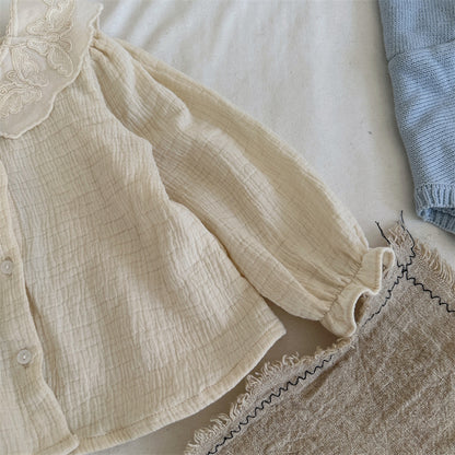 【BABY&KID】蝶結び刺繍カラーシャツSK101441