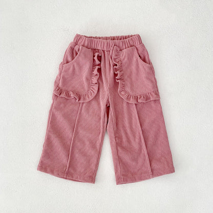 【BABY&KID】コーデュロイポケットフリルストレートパンツSK100827