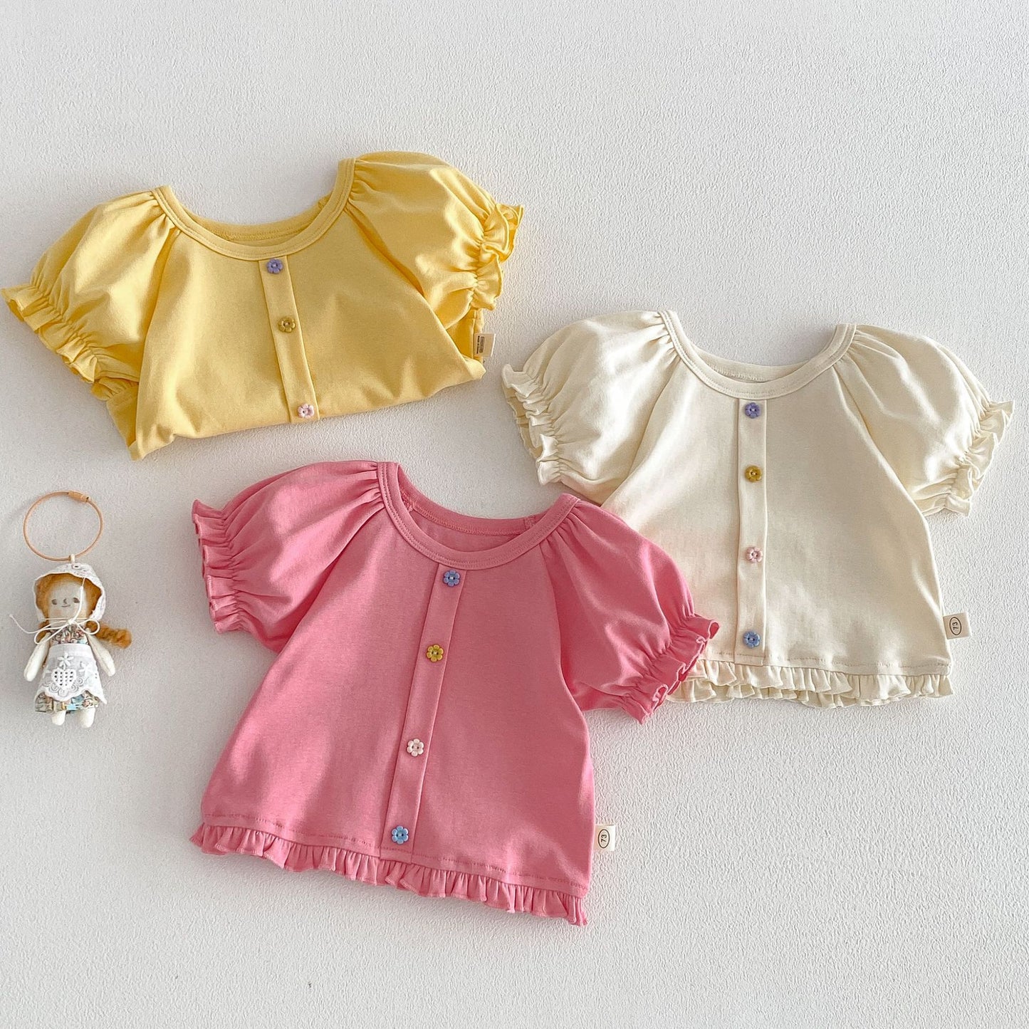 【BABY&KID】夏新作 スウィートパフスリーブTシャツSK105106